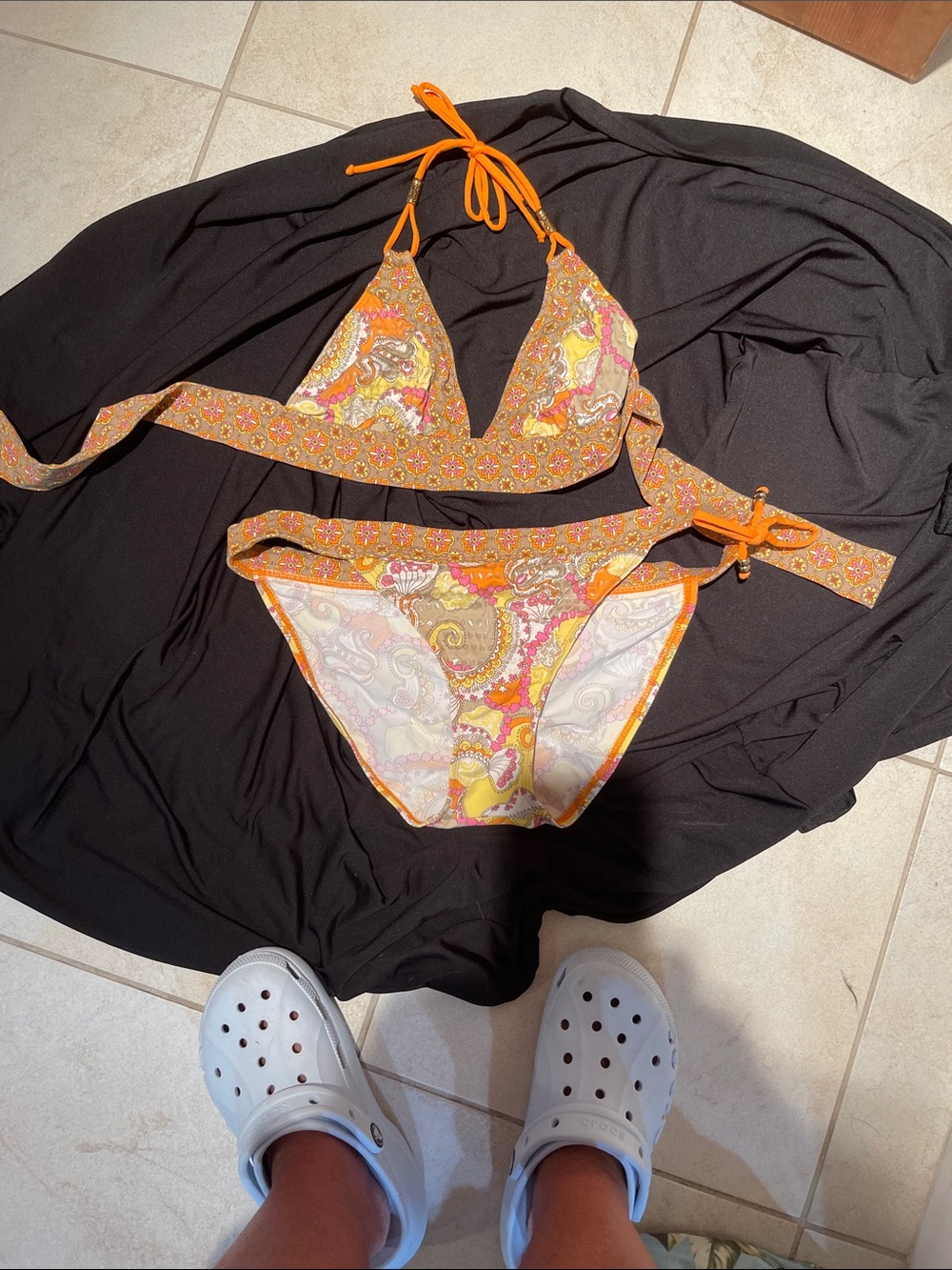 Paisley Orange Tie-Back Bikini